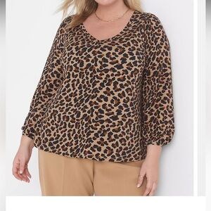 Lane Bryant Leopard Print V-Neck Women's Top